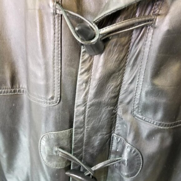 Vintage Irvine Park Black Leather Hounds tooth Button Zip-up- Men Sz Lar… - Picture 4 of 9